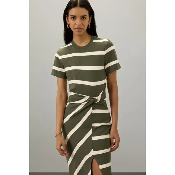 Tanya Taylor Green Striped Cody Midi Dress  Size XS - Picture 2 of 10